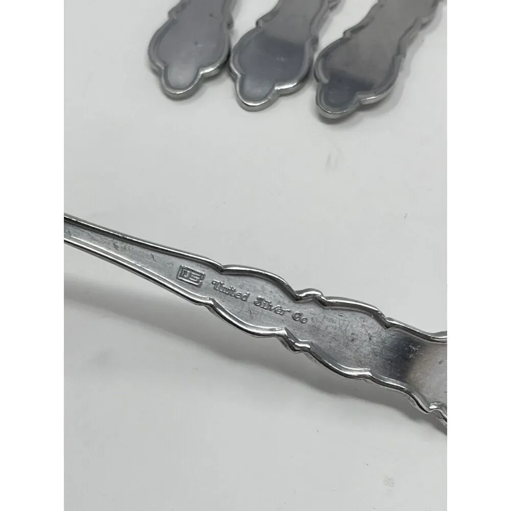 UNITED SILVER US17 Baker Hart & Stuart BST2 Dinner Place Spoons 7 3/8” Set Of 4